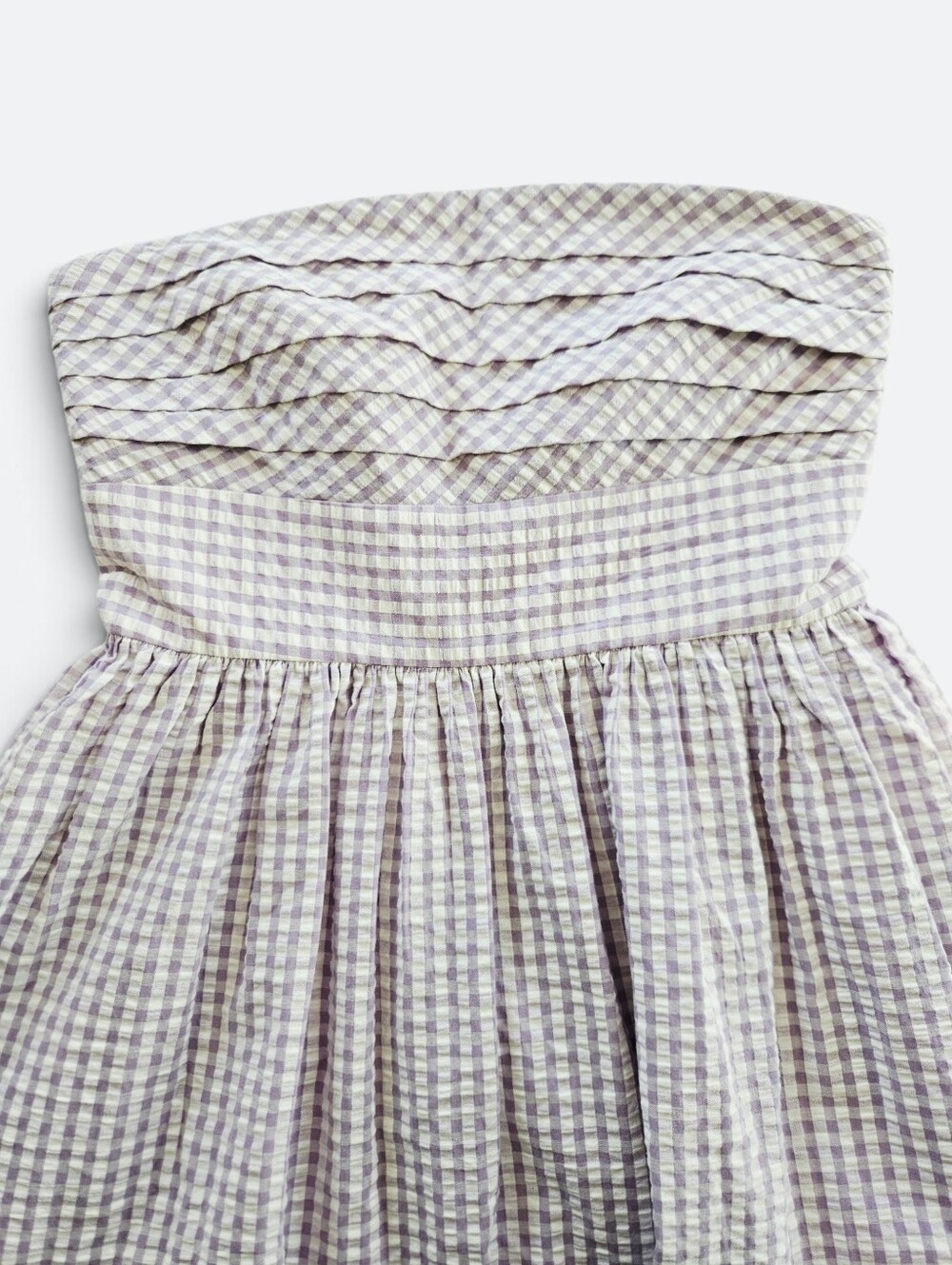 Cartolina Chalmers Strapless Seersucker Midi Dress Wisteria Lavender Gingham M - Picture 5 of 11